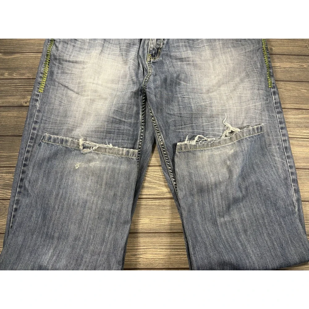 Miskeen Jeans Mens 44 Originals Streetwear Straight Embroidered Patchwork Y2K